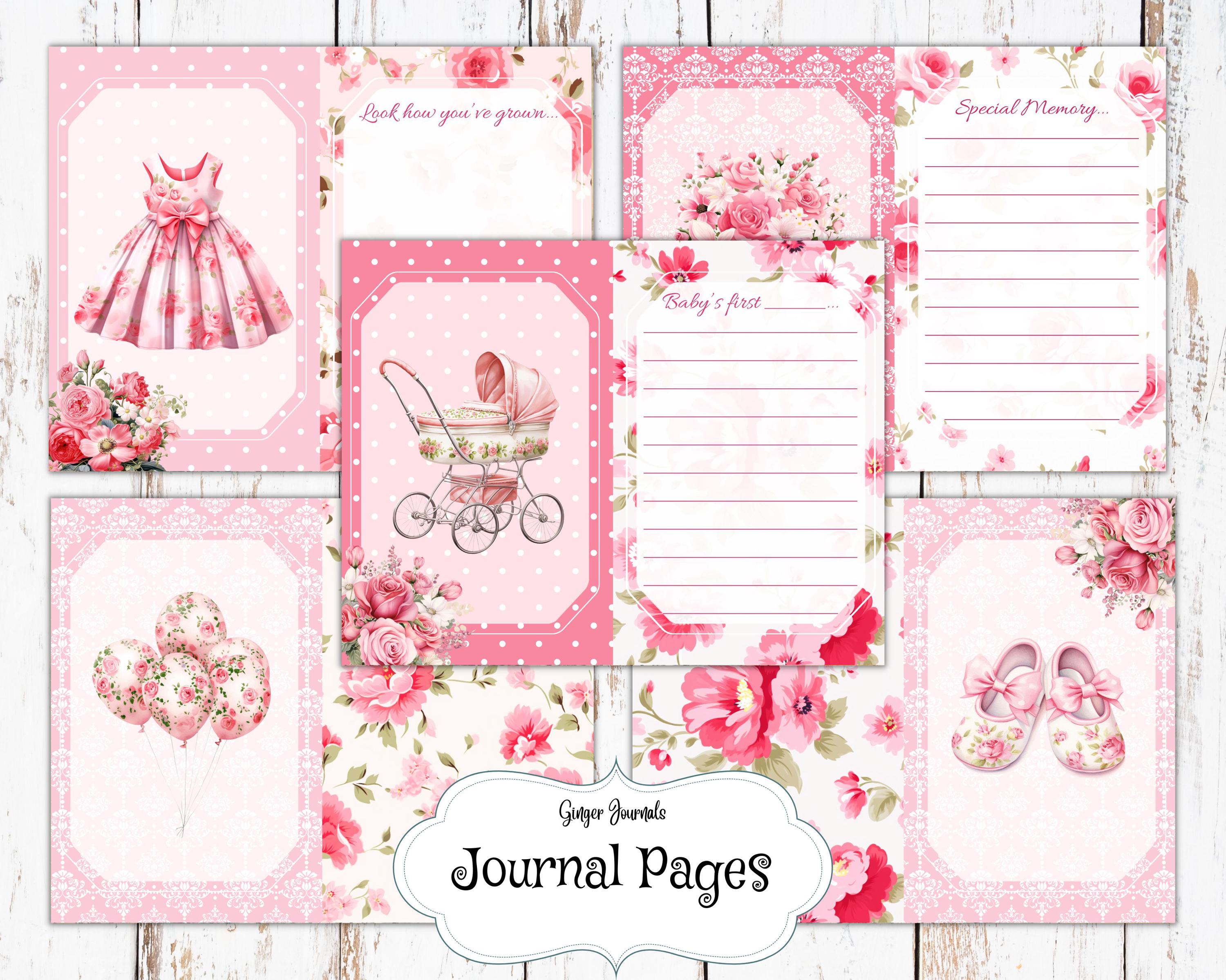 New Baby Junk Journal Kit, Pink Baby Journal, Junk Journal Printable, Baby Shower Journal, Baby ...