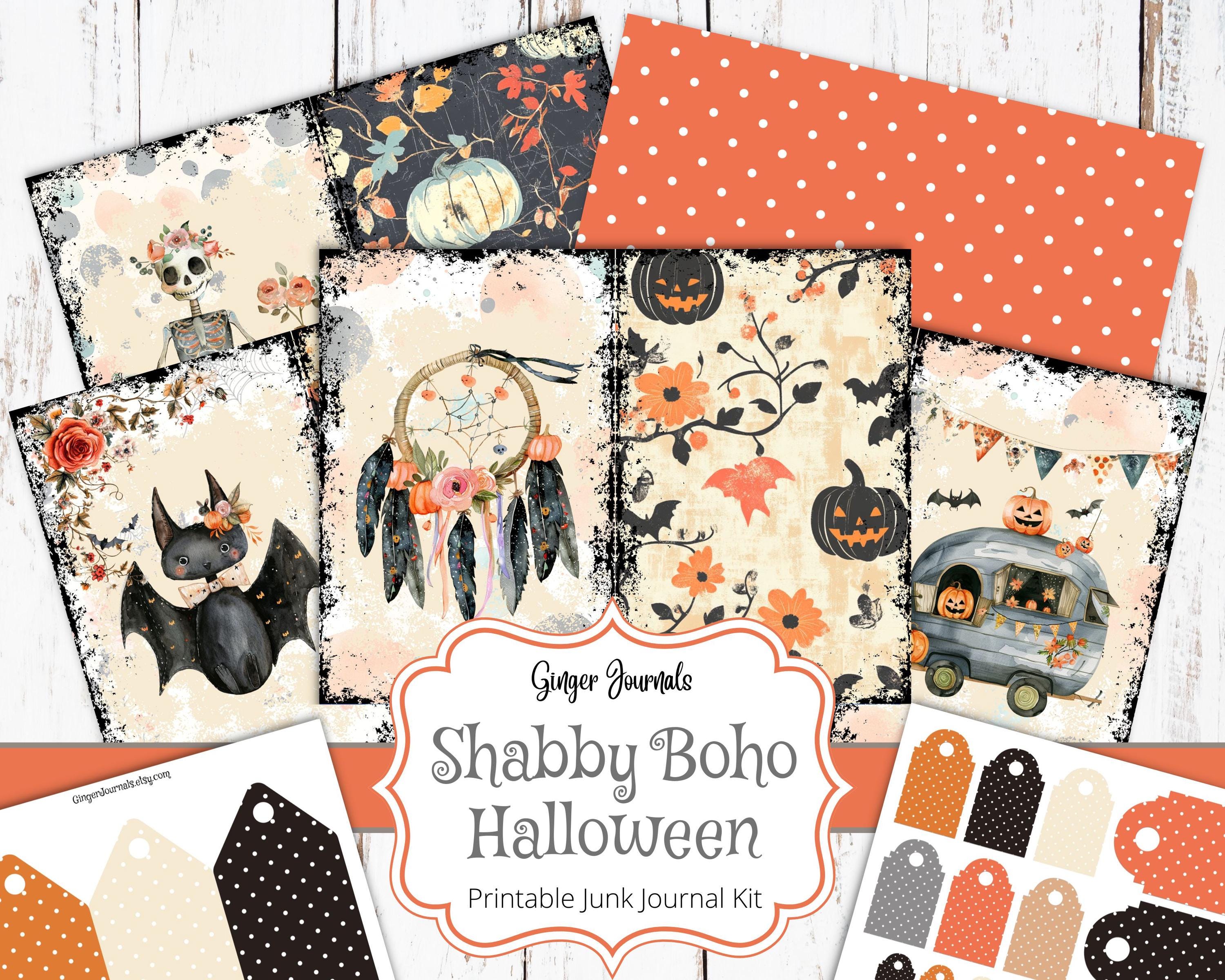 Shabby Boho Halloween Junk Journal Kit, Junk Journal Printable, Journal ...