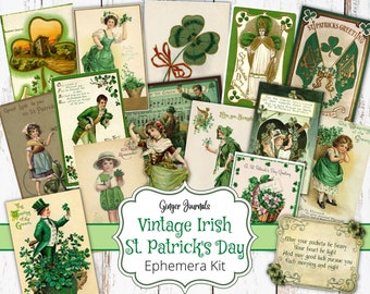 Vintage Irish Ephemera, St. Patrick's Day Ephemera, Irish Add Ons, Junk Journal Printable, Scrapbook Printable, Collages, Irish Journal, sp