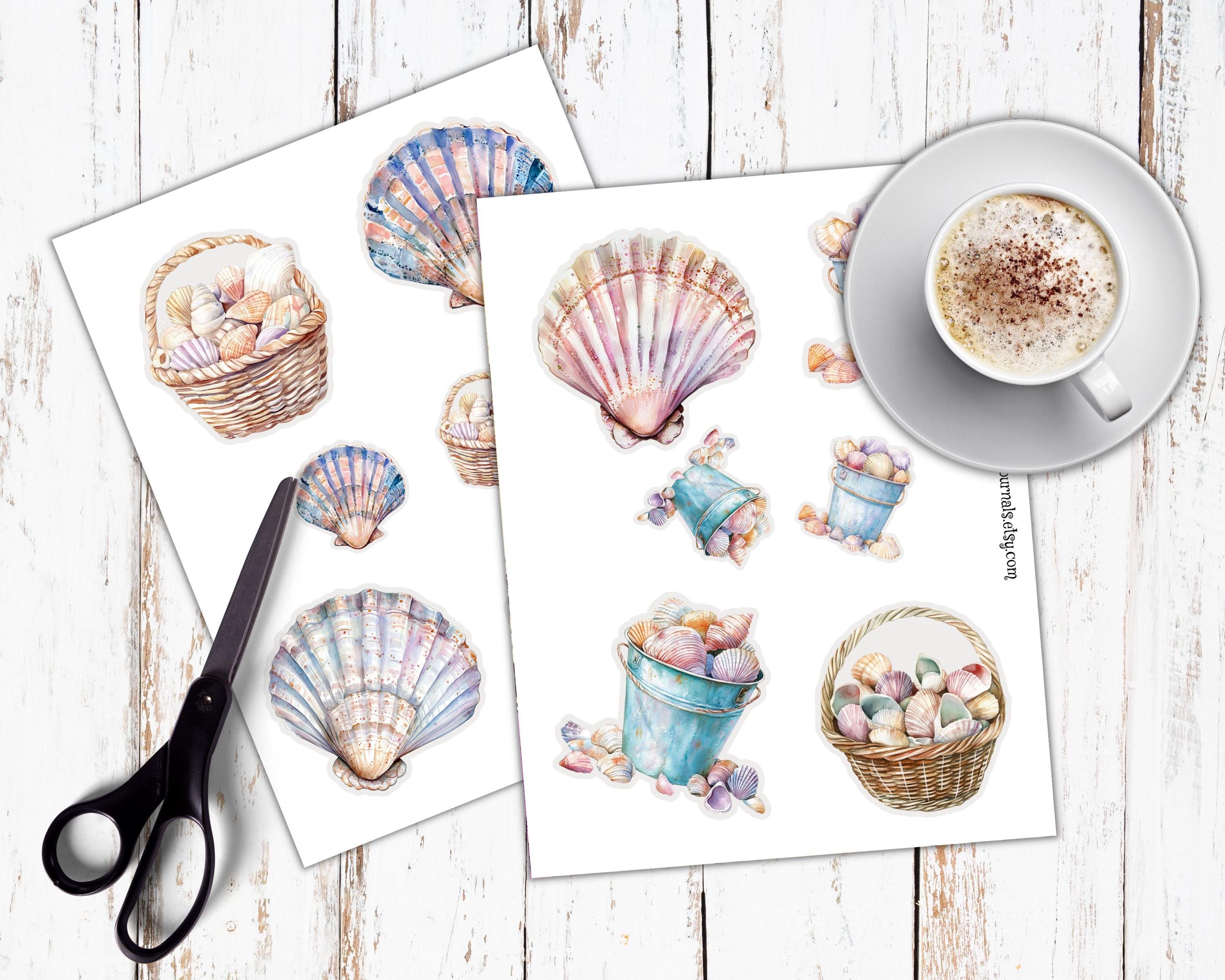 Junk Shells Watercolor Shell Fussy Cuts, Ocean Ephemera, Junk Journal Printable ...