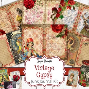Kit de diario basura gitano vintage, imprimible, papel para diario basura, papel para álbumes de recortes, alma gitana, álbum de recortes gitano, diario gitano, WT