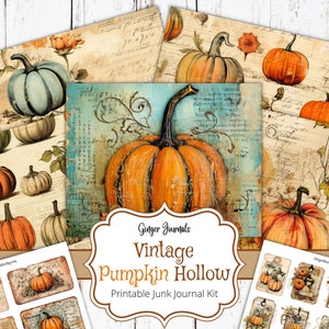 Fall Junk Journal Kit, Pumpkin Paper, Halloween Journal Kit, Junk Journal Printable, Junk Journal Ephemera, Autumn Junk Journal Kit, HW