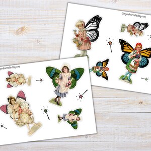Puede incluir: Papel digital imprimible con im&aacute;genes de hadas con alas de mariposa. Las hadas llevan vestidos y sostienen flores. El papel es perfecto para scrapbooking, creaci&oacute;n de tarjetas y otros proyectos de manualidades.