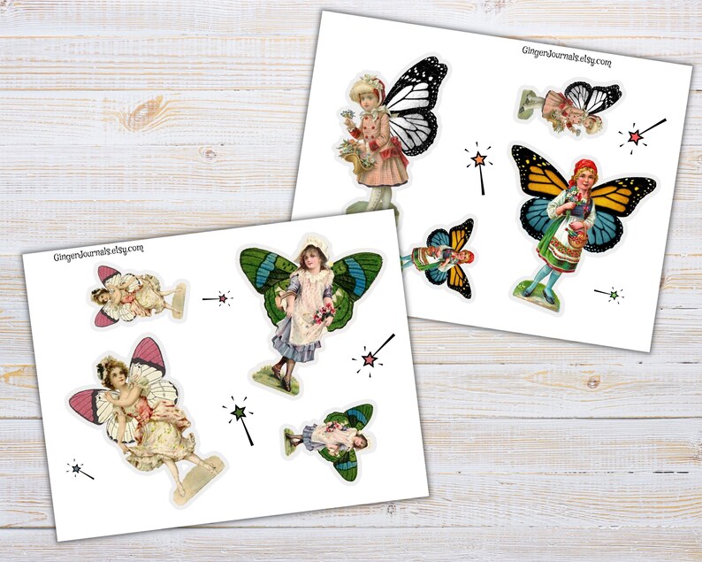Puede incluir: Papel digital imprimible con im&aacute;genes de hadas con alas de mariposa. Las hadas llevan vestidos y sostienen flores. El papel es perfecto para scrapbooking, creaci&oacute;n de tarjetas y otros proyectos de manualidades.