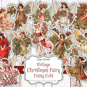 Découpes difficiles de fées, éphémères de fées de Noël, éphémères de fées vintage, éphémères de Noël, Junk Journal imprimable, Fairy Junk Journal, FY, CM