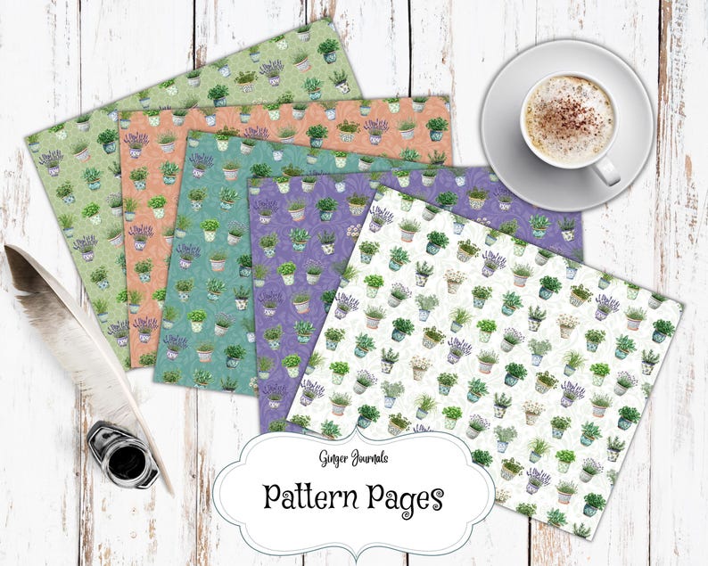 Herb Garden Pattern Pages, Junk Journal Kit, Garden Journal, Junk ...