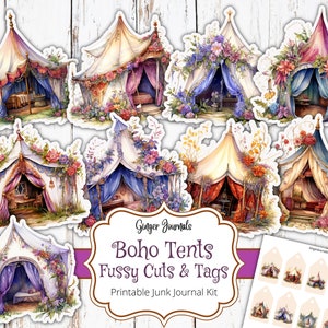 Tiendas bohemias con recortes, retales, imprimibles para diario basura, efímeras imprimibles, papeles de collage, recortes, gitano, efímeras, kit para diario basura