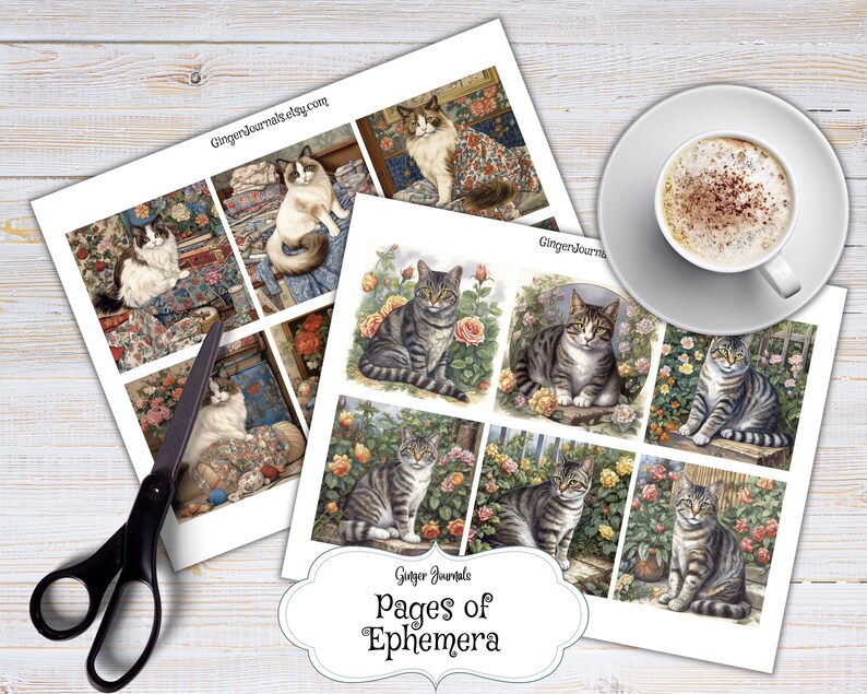 Cat Ephemera, Kitty Ephemera, Cat Add Ons, Junk Journal Printable ...