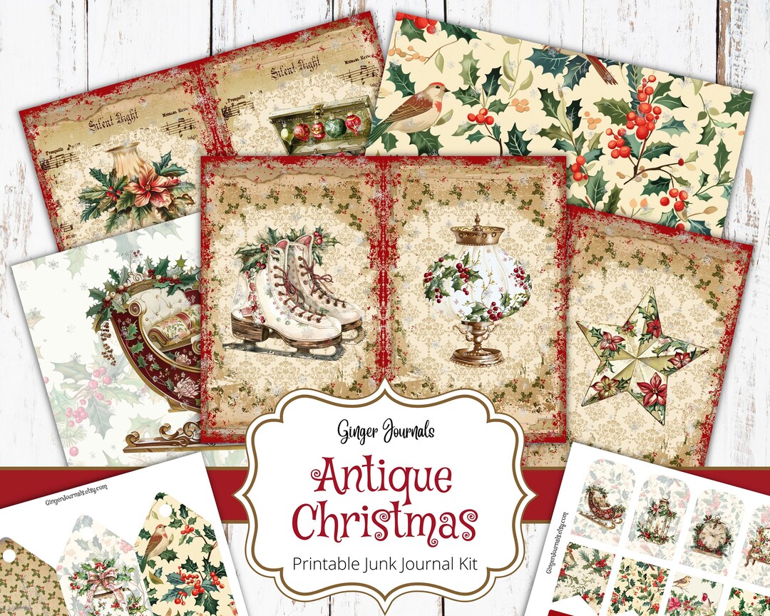 Antique Christmas Junk Journal Kit Junk Journal Printable Christmas