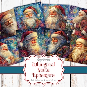Whimsical Santa Ephemera, Printable Christmas Tags, Gift Tags, Junk Journal Kit, Journal Printable, Christmas Junk Journal,GingerJournals,CM