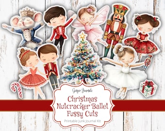 Christmas Nutcracker Ballet Fussy Cuts, Junk Journal Kit, Junk Journal Printable, Christmas Tags, Christmas Journal, Ginger Journals, CM