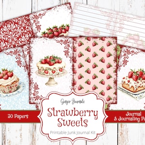 Kit de journal indésirable bonbons aux fraises, journal indésirable à imprimer, journal indésirable fraises, journaux gingembre, journal de jardin, papier aux fraises