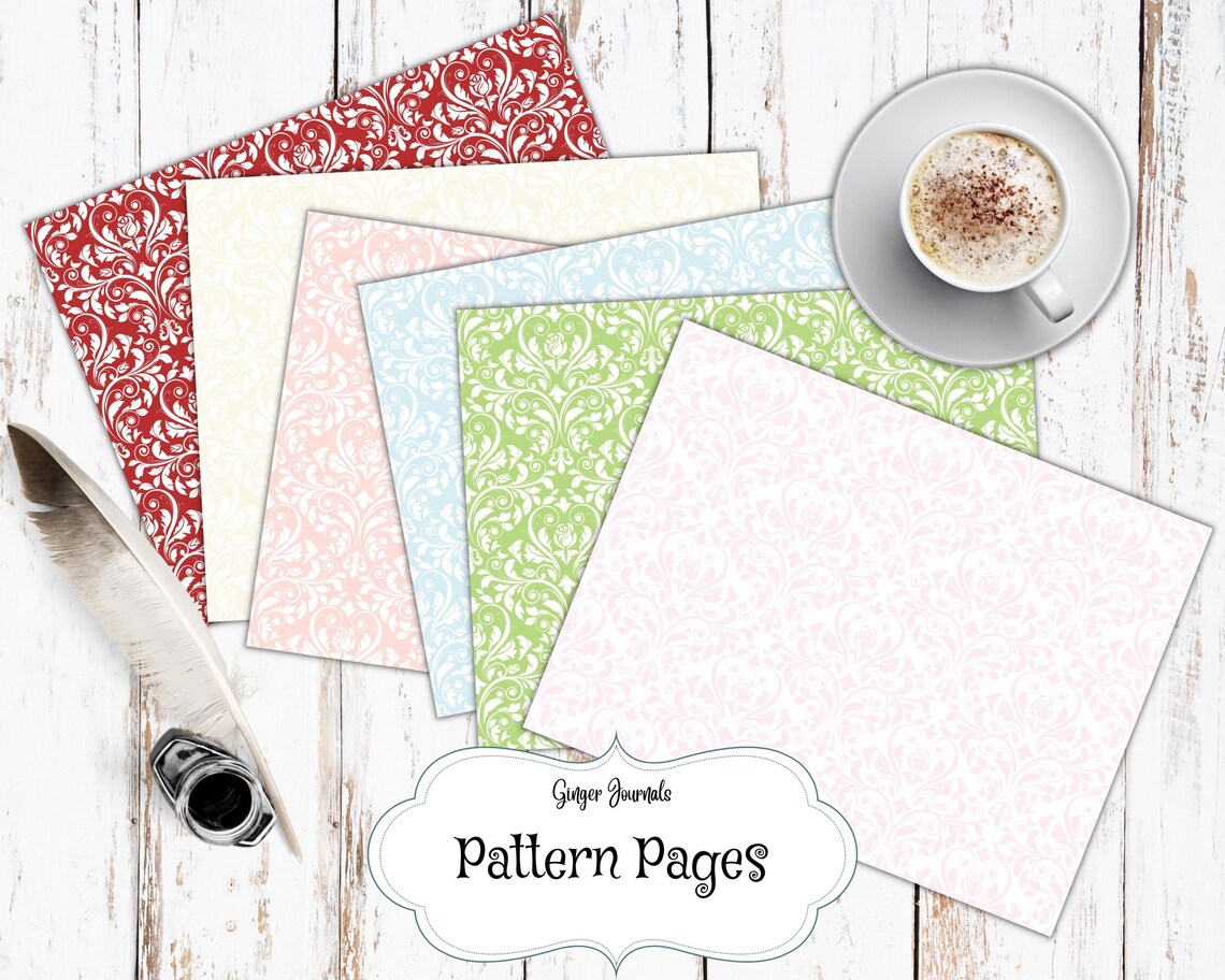 Strawberry Color-match Pattern Pages, Junk Journal Kit, Junk Journal ...