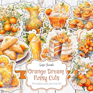Découpes délicates orange, journal indésirable à imprimer, journal papier indésirable, téléchargement numérique, fruits éphémères, journal indésirable de l'été, oranges