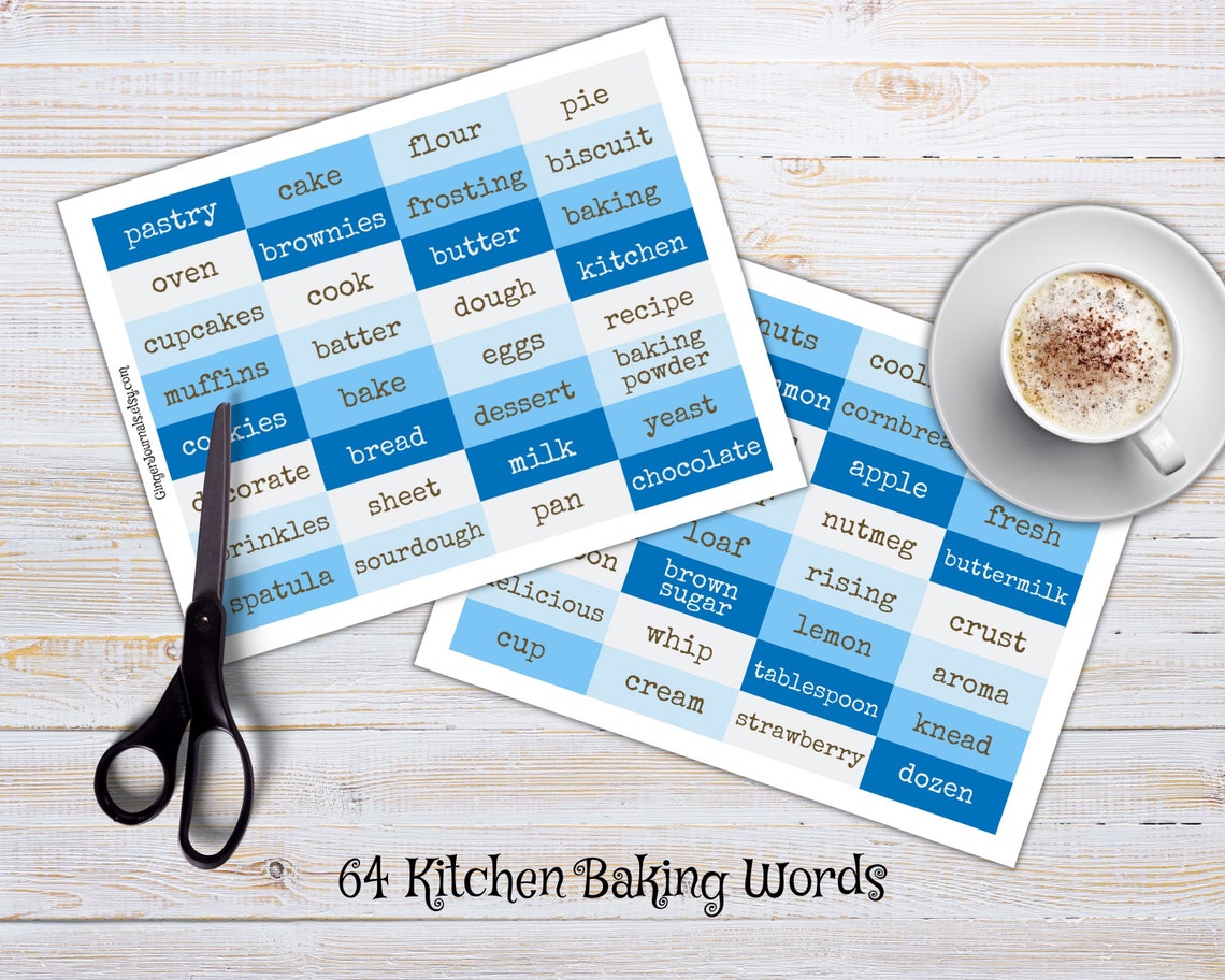 Kitchen Baking Words, Junk Journal Printable, Junk Journal Ephemera ...