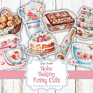 Boho bakken pietluttig baksels, kortstondige baktijd, afdrukbaar junkjournaal, kieskeurig baksels, bakafvaldagboek, digitale download, gemberdagboeken