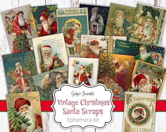 Christmas Ephemera, Vintage Santa Ephemera, Junk Journal Printables, Journal Supplies, Christmas Junk Journal, Christmas, Santa Claus, CM
