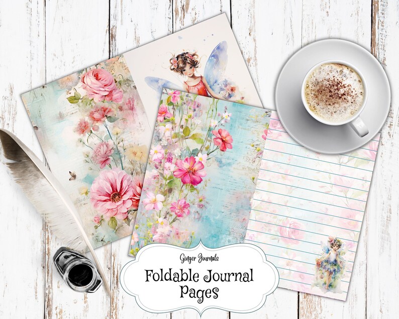 Whimsical Watercolor Fairies Junk Journal Kit, Fairies Ephemera, Junk Journal Printable, Fairy Paper, Fairy Junk Journal, Faerie, FY image 3