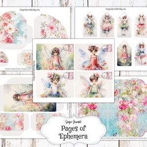 Whimsical Watercolor Fairies Junk Journal Kit, Fairies Ephemera, Junk Journal Printable, Fairy Paper, Fairy Junk Journal, Faerie, FY image 7