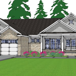 K.B.West Design Home Plans–SP171-208 Stockbridge conceptual house plan design. This plan features 3 bedrooms and 2 Bathrooms. 2,369 sq.ft.