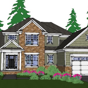 K.B.West Design Home Plans – SP171-501 Bedford conceptual house plan design.  This plan features 4 bedrooms and 3 Bathrooms.  2,448 sq.ft.