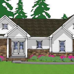 K.B.West Design Home Plans – SP171-212 Plymouth conceptual house plan design.  This plan features 4 bedrooms and 3 Bathrooms.  2,413 sq.ft.