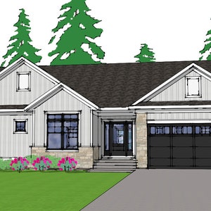 K.B.West Design Home Plans – SP171-103 Diseño del plano conceptual de la casa Long Ranch. Este plan cuenta con 3 dormitorios y 2 baños. 1,604 pies cuadrados.