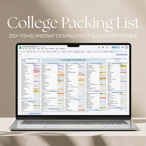 College Dorm Checklist Template, First Year Packing List, University Freshman Packing Guide, College Dorm Packing List Google Sheets