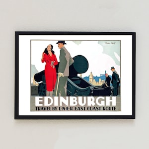 Edinburgh Travel LNER Scotland East Coast Route Railway Train Advertising Poster Retro Antique Home Decor Wall Art Print