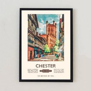 Chester British Eisenbahn Zug Stadt Werbung Reise Vintage Poster Antikes Dekor Wand Kunst Druck