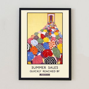 Summer Sales London Undergound Vintage Advertising Classic Railway Train Poster Retro Antique Home Decor Wall Art Print