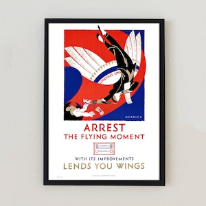London Underground The Flying Moment Railway Train Advertisement Classic Travel Poster Retro Antique Home Decor Wall Art Print