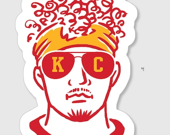 Patrick Mahomes sticker stating,"KC and #15"