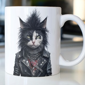 Funny Rock/Punk Cat coffee mug