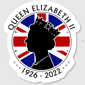 Queen Elizabeth Memorial sticker stating,&quot;Queen Elizabeth II 1926-2022&quot;