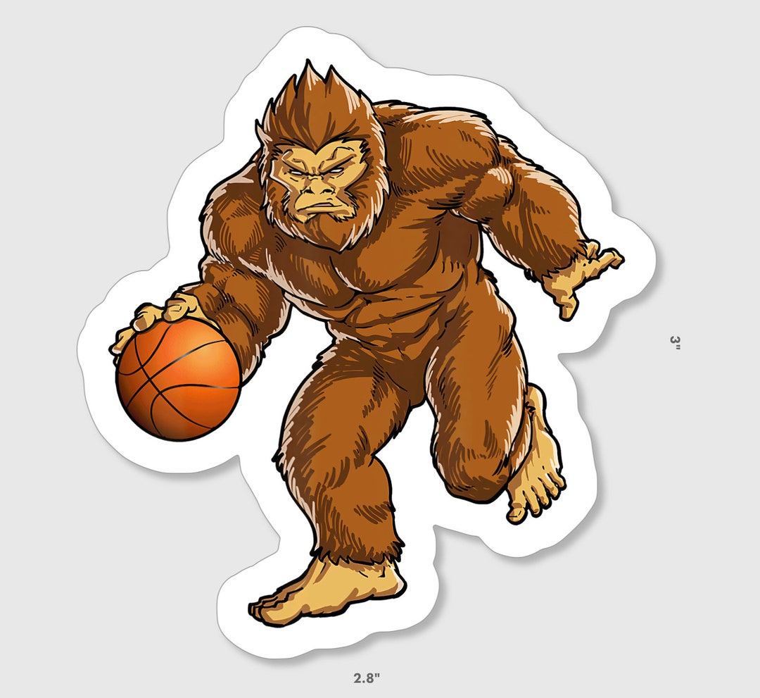 Funny Bigfoot Playing Basketball Sticker Etsy