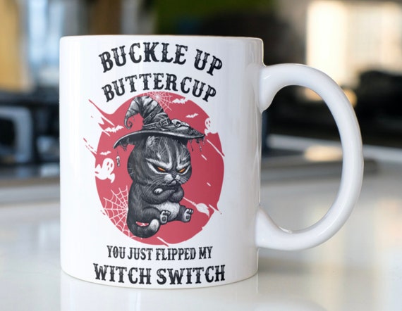 Funny Halloween Cat Mug, Witch Switch Coffee Mug