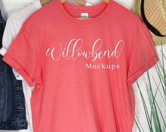 Coral Silk / Gildan 640 Tshirt Mockup / Gildan Shirt Mockup / G640 Mockup / Gildan Shirt Mockup /Gildan Hanger Mockup