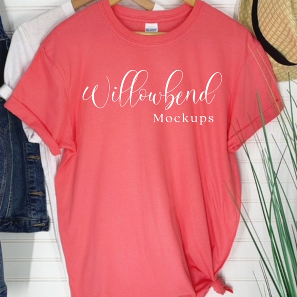 Coral Silk / Gildan 640 Tshirt Mockup / Gildan Shirt Mockup / G640 Mockup / Gildan Shirt Mockup /Gildan Hanger Mockup