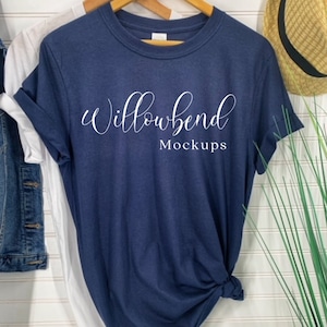Heather Navy / Gildan 640 Tshirt Mockup / Gildan Shirt Mockup / G640 Mockup / Gildan Shirt Mockup /Gildan Hanger Mockup