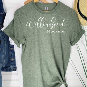 Heather Military Green / Gildan 640 Tshirt Mockup / Gildan Mockup / G640 Mockup / Gildan Shirt Mockup /Gildan Hanger Mockup / Softstyle