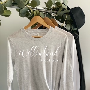 Ash Long Sleeve Bella 3501 Hanger Tee Shirt Mockup Template -Bella Canvas Mockup - 3501 Mockup - Template - Photo Template - Mockup template