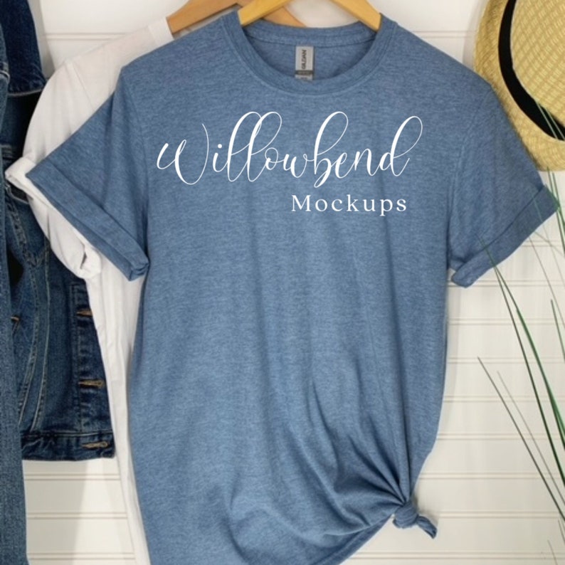 May include: A blue t-shirt mockup with the text "Willowbend Mockups" printed on the front.