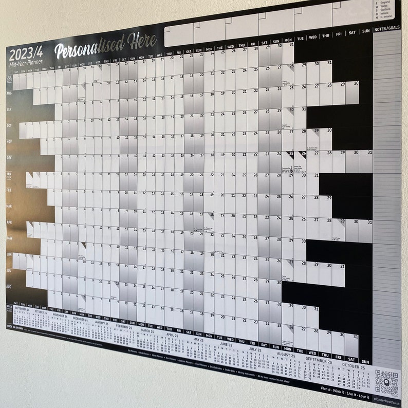 Personalised 20232024 Midyear Calendar Academic Wall Planner Etsy
