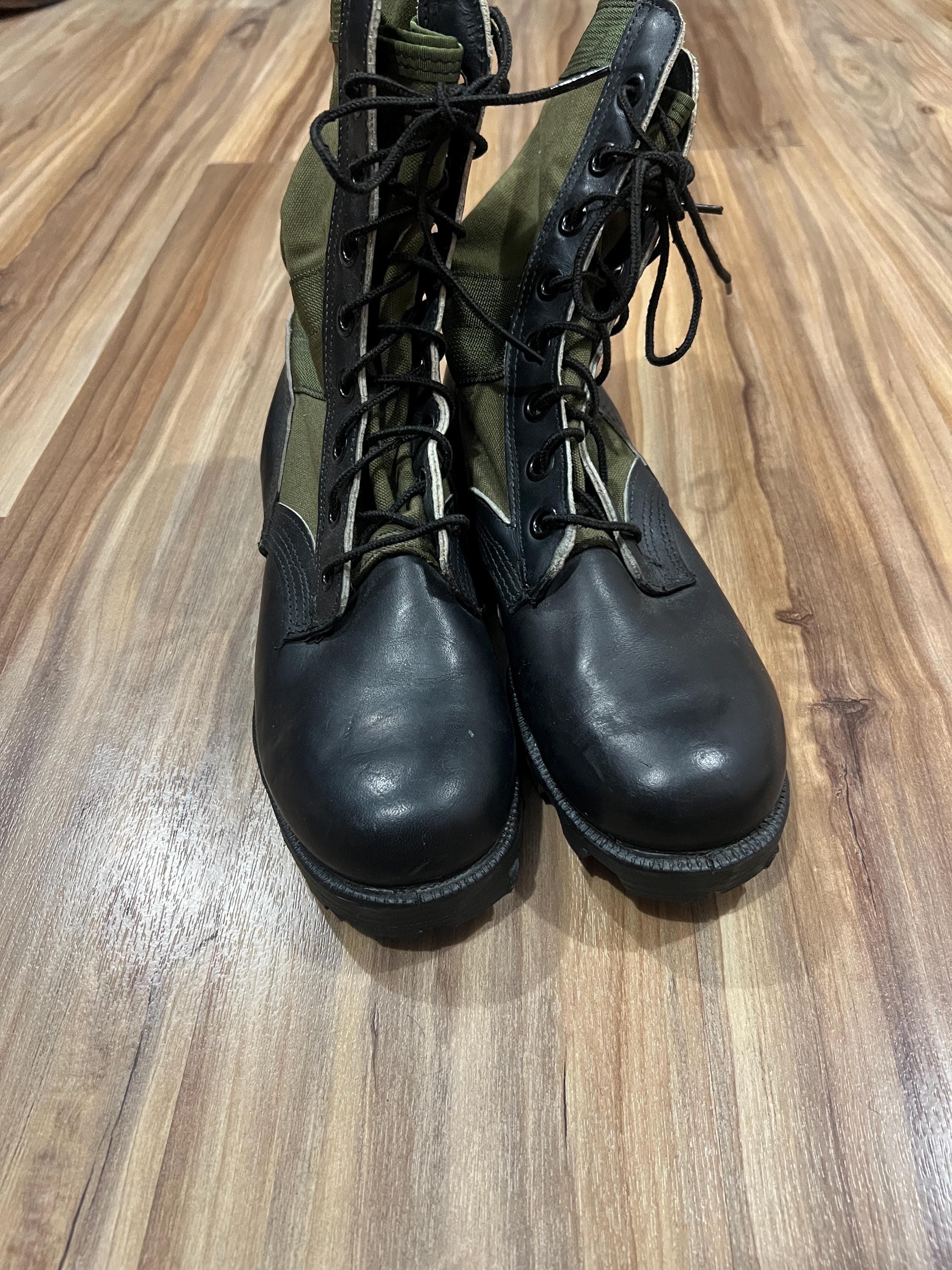 sz6W RO SEARCH VIETNAM ERA COMBAT GREEN JUNGLE SINGLE RIGHT BOOT ONLY SV 3058 Vietnam Jungle Boots SIZE 12XW, Original Vibram Sole  main image 2