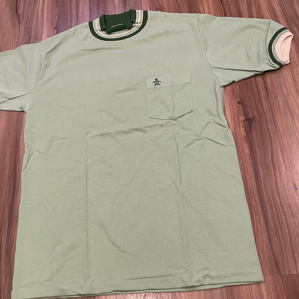Medium Vintage 70s Deadstock Munsingwear Mint Green 50/50 Ringer T Shirt Brand New
