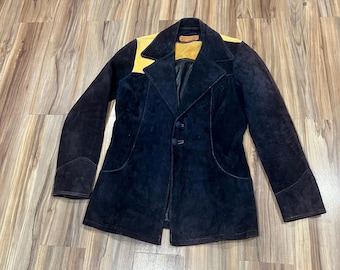 Small RARE Vintage 60s 70s Oshwahkon NYC Leather Jacket W/ Plaid