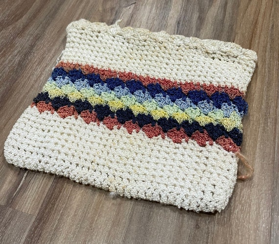 30s / 40s Small Crocheted Purse Pouch Wallet w/ Z… - image 2