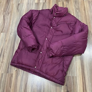 Large Vintage 80s Kelty Down Filled Parka Puffer Jacket Purple-Ish Nylon Insulated