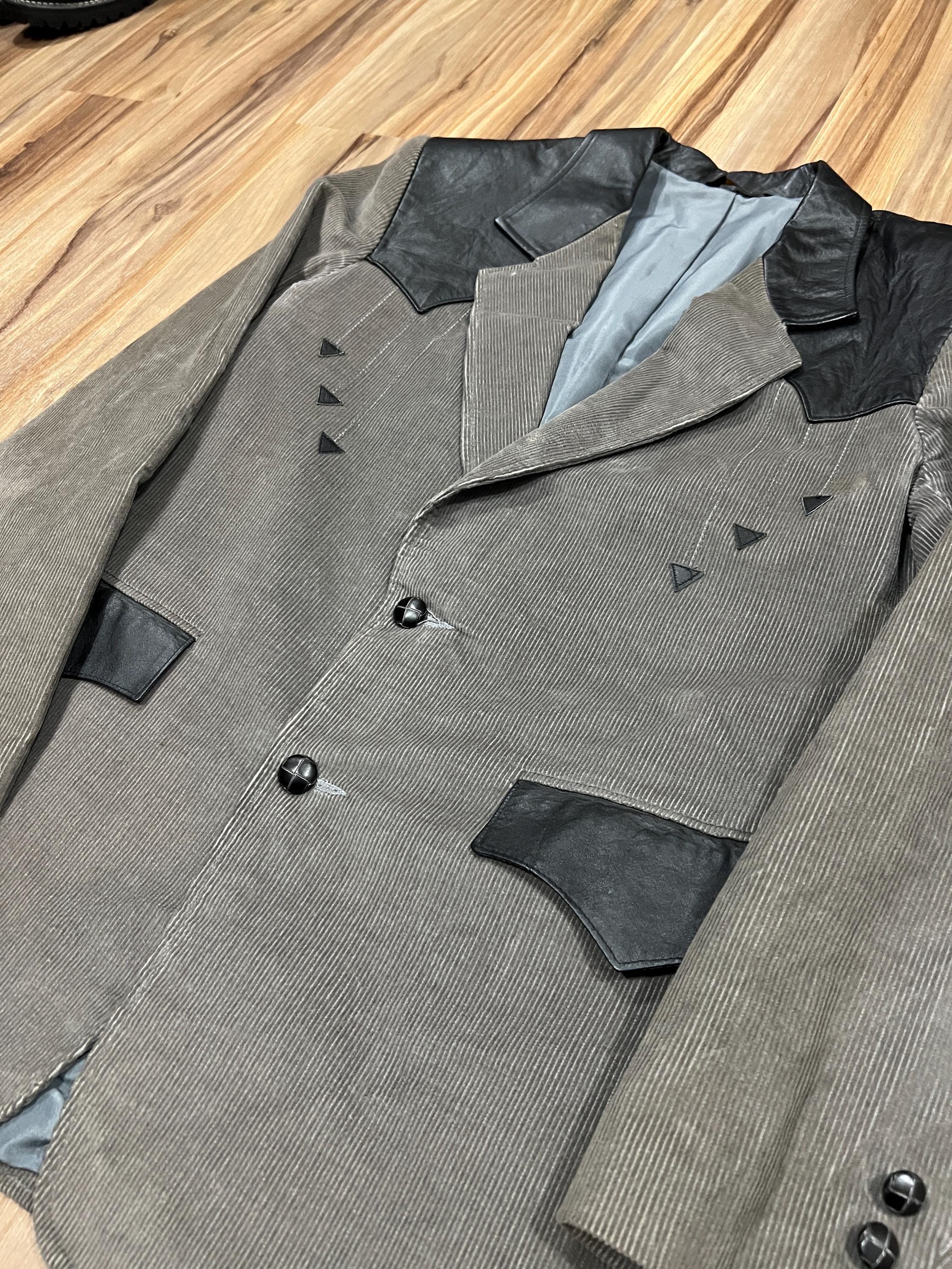 Large (42) Vintage 80s Pioneer Wear Grey Corduroy/ Leather Western
